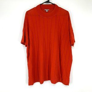 COS Top Red Ribbed Crewneck Short Sleeve Knit Pullover